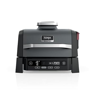 Ninja Woodfire Outdoor Grill & Smoker, 6-in-1 Functionality, Grill, Smoke, Bake, Roast, Air Fry, Broil, Authentic Woodfire Flavors, Electric Heat, OG321