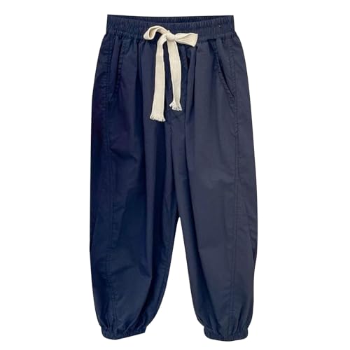 Children Boy Girl Straight Leg Plain Long Cuff Leg Trousers Pants Sweat Pants for Kid Faux Silk Work Track Athletic Jogger Fall Summer 2025 Clothes 11 Years