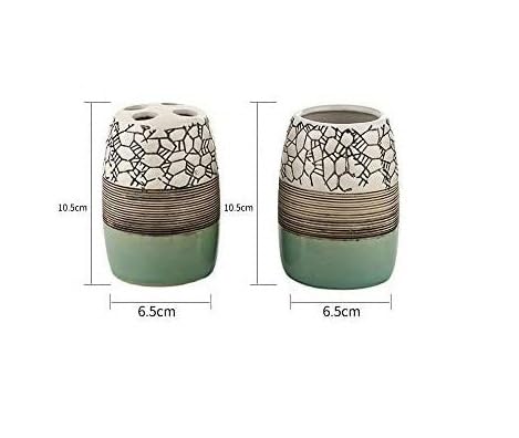 Skywalk Ceramic Bathroom Set of 4 Pieces - Soap Dispenser, Beaker/Tumbler, Soap Dish, Brush Holder for Bathroom Decor and Home Gift Set 1