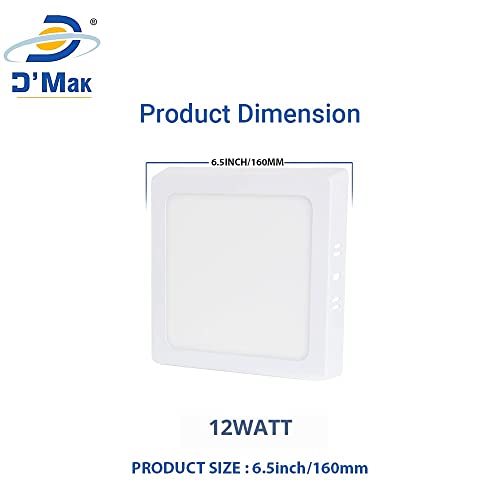 Image of D'Mak Aluminium 12 Watts Square Led Surface Panel Light Cool White, Pack Of 10