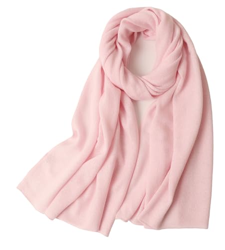 Prettystern Long Stole Pashmina Cashmere Shawl Pure Cashmere Women's Scarf Lightweight Large Winter Scarf, Light Pink NL, 180cm X 60cm