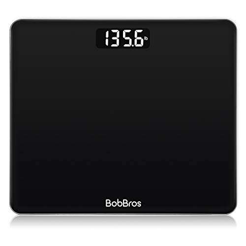 BobBros High Precision Digital Body Weight Bathroom Scale, Tempered Glass Weighing Scale 180kg/400lb/28st, Slim Design - Black