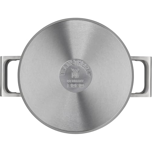 Marmite WMF Ultimate Cool grande 24 cm, couvercle en acier inoxydable, à viande induction 5,7 l, inoxydable Cromargan mat, poignées réductrices de chaleur, avec graduation interne,