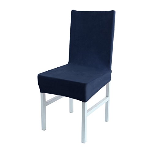 uxcell Plush Dining Chair Cover,Parson Chair Slipcover Stretch Spandex Velvet Bar Stool Cover Protector Seat Cover Home Decor for Dining Room/Party/Kitchen/Wedding Navy Blue