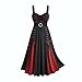 Goth Dress for Women 2025 Fashion Vintage Color Block Sleeveless Gothic Clothes Lace V Neck Bandage Long Costume Dresses Gothic Dresses for Women Red XL