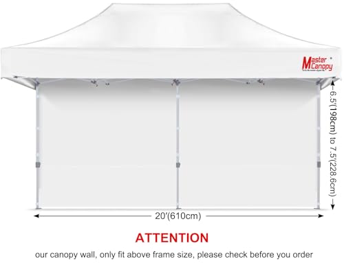 Image of MASTERCANOPY 10x20 Pop Up Canopy Sidewall Only 1-Pack White