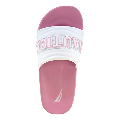Nautica Kids Girls Slip-On Sandal Athletic Slide Youth Big Kid Little Kid-Loch Girls-White Candy Pink Size-24