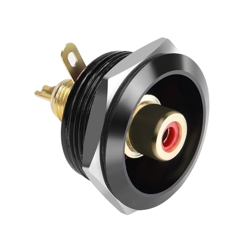 Conector RCA hembra con rosca y montaje fijo chapado en oro miniatura 1