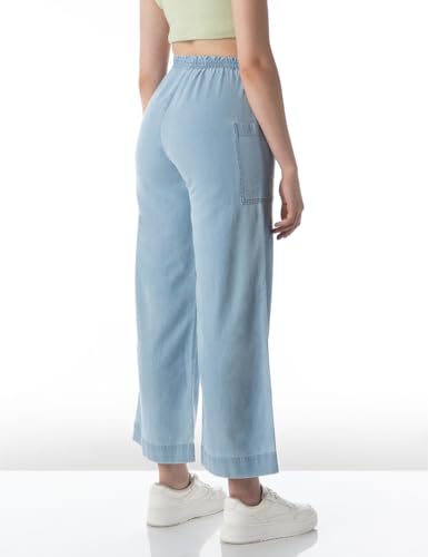Image of INKD Women's Wide Leg Jeans - High-Rise | 100% Cotton| Enzyme Wash | Elasticated Waistband | Jeans for Women (Available in Plus Sizes)