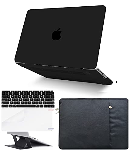 KECC Compatible with MacBook Air 13 inch Case 2022 2021 2020 A2337 M1 A2179 Touch ID Protective Plastic Hard Shell + Keyboard Cover + Sleeve + Screen Protector + Laptop Stand (Matte Black)