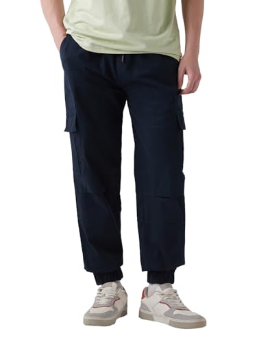 Image of Bewakoof Men's Solid Oversized Fit Twill Joggers