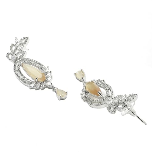 Rhodium-Plated American Diamond Drop Earrings