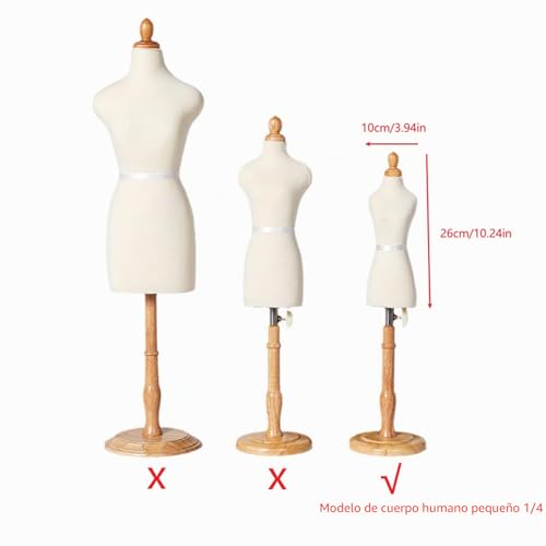 Maniquí ajustable portátil para modistas con soporte de madera regulable 4