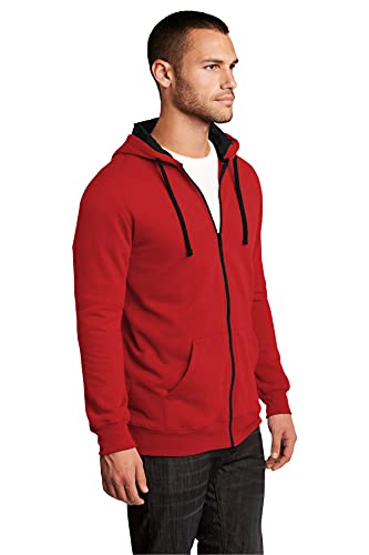 District Men's Young The Concert Fleece Full Zip Hoodie M New Red4