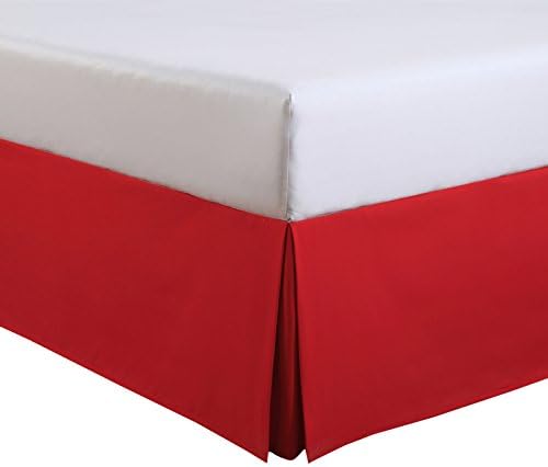Fresh Ideas Kids Twin Bed Skirt - Lux Hotel Tailored Microfiber Bedskirt, Classic 14" Drop Length – Red
