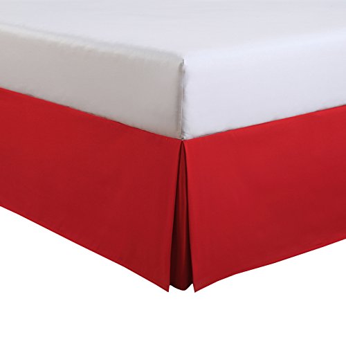 Fresh Ideas Kids Twin Bed Skirt - Lux Hotel Tailored Microfiber Bedskirt, Classic 14" Drop Length – Red #TOP23