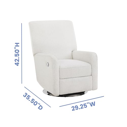 Image of Delta Children Nest Nursery Swivel Recliner - Fabric is GREENGUARD Gold Certified and Oeko-TEX Standard 100 - Upholstered in a Unique Chenille Yarn for Blanket Like Softness, Oyster