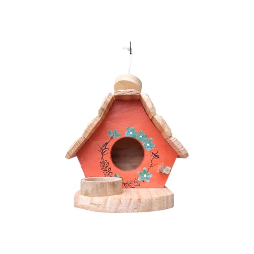 Casinha E Chalé De Pássarinho Madeira Decoração Crúa (Casinha e Chalé Laranja, 19x16x16)