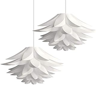 kwmobile Puzzle Pendant Lamp Shade (Pack of 2) - Lotus Flower DIY Lampshade Kit for Hanging Ceiling Light or Floor Lamp - Diameter 20" (50cm) - White