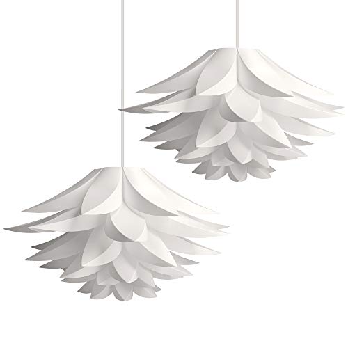 kwmobile Puzzle Pendant Lamp Shade (Pack of 2) - Lotus Flower DIY Lampshade Kit for Hanging Ceiling Light or Floor Lamp - Diameter 20" (50cm) - White