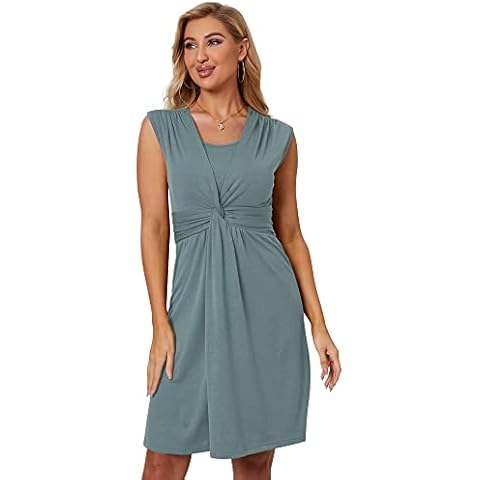 Sosolism Wrap Nursing Maternity Dress Nursing Dresses Breastfeeding, Pregnancy Stylish Double Layered Sleeveless Cross, Green, X-Large Cover