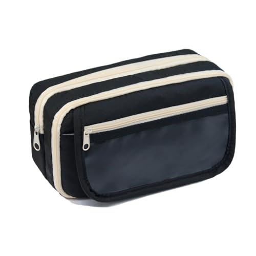 Pencil Case Pen Bag Muti-Layers Big Capacity Pencil Pouch Pen Organizer Durable Stationery Holder for Marker Organization School Supplies Office Storage Desk Organizing (black)