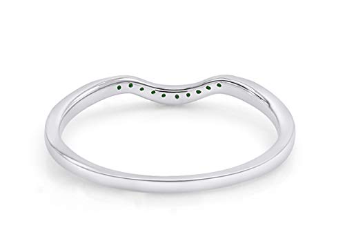 AFFY Round Cut Simulated Emerald Curved Wedding Band Ring in 14k Gold Over Sterling Silver4