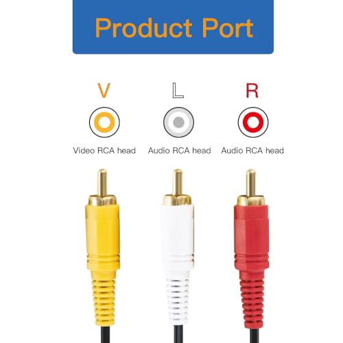 RCA Cable, AV Cable Gold Plated, Yellow/White/red connectors 3 Male to 3 Male...