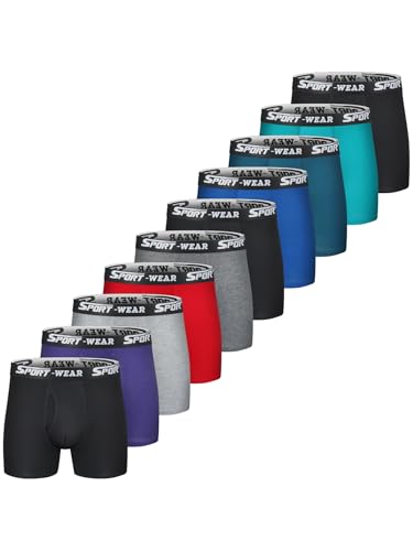 Mens Boxer Briefs Cotton Underwear Short Leg Comfy Breathable Sport Short Leg Boxer Briefs 10PCS