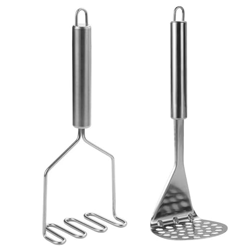 Cortador De Patatas De Acero Inoxidable,2 Piezas Triturador De Patatas,Machacador De Patata Manual,Aplastador De Patata Cocidas,Para Calabaza, Frutas, Verduras