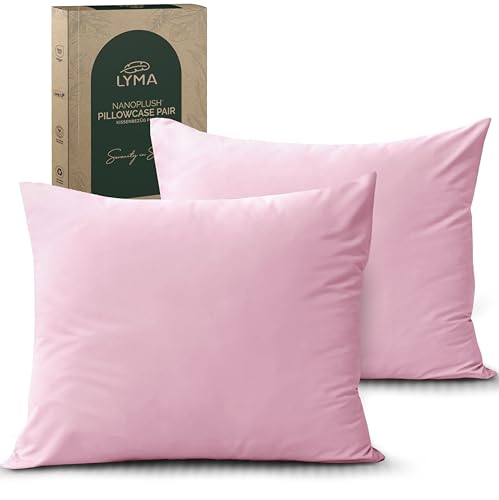 LYMA Bedding Kissenbezug 80x80 cm 2er Set Oeko-TEX Zertifiziert Atmungsaktiv Doppelt Gebürsteter Nanoplus-Stoff Kissenschoner Premium Superweicher Kissenbezüge (Licht Rosa 80x80 cm)