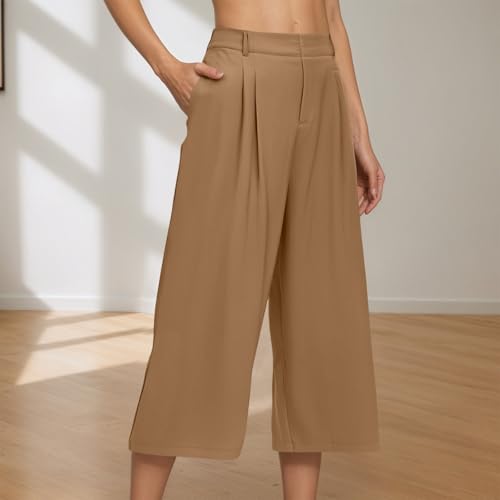 Pantalones de tela rectos y holgados con cintura alta transpirable 3