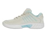 K-Swiss Women's Hypercourt Express 2 Tennis Shoe, Vaporous Gray/White/Blue Glow, 6.5 W