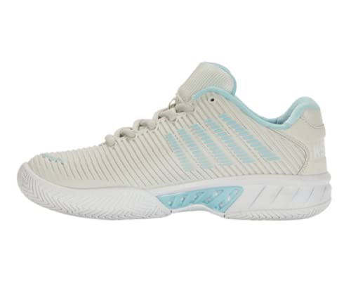 K-Swiss Women's Hypercourt Express 2 Tennis Shoe, Vaporous Gray/White/Blue Glow, 6.5 W #TOP24
