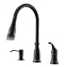 APPASO 3 Hole Kitchen Faucet with Pull Down Magnetic Docking Sprayer Oil Rubbed Bronze, 2-Hole Pull Out Kitchen Sink Faucet with Side Single Handle and Soap Dispenser, 211ORB