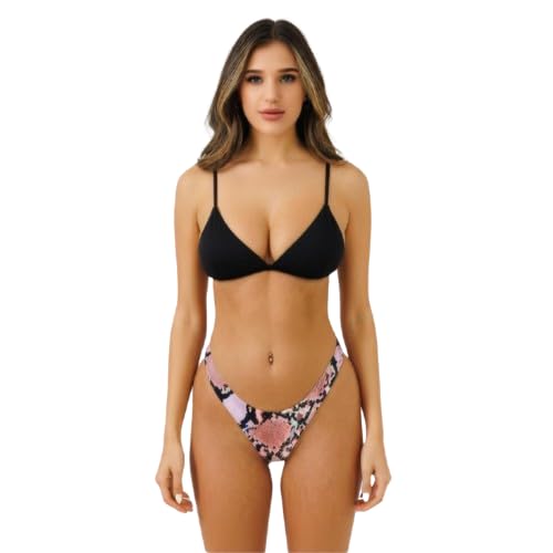 urge Pink Snake Print High-Cut Bikini Bottom for Women Sexy Snakeskin Swimwear Separate Cheeky Fit (Bottom Only)-picture-24