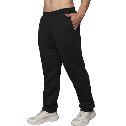 Cal&ccedil;a de Moletom Flanelado com Bolso Masculina Casual (BR, Alfa, M, Regular, Regular, Preto)