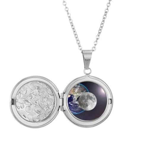 Collier médaillon planète blanche terre bleue : cadeau d'anniversaire