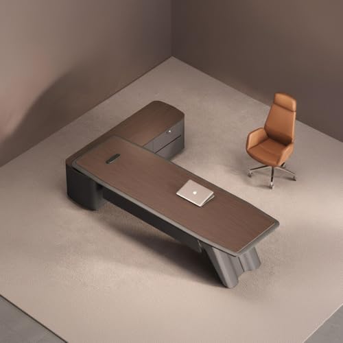 Image of Lakdi The Furniture Co Handcrafted Modern Executive Director Table for Office with Integrated Storage, Wire Manager Office Table - LDL-753