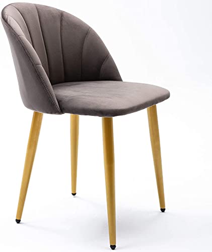 Image of Virabit Velvet Dining Chairs Set of 2, Mid Century Modern Accent Chairs, with Upholstered Metal Legs, for Makeup /Living Room, Gray