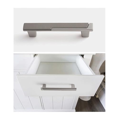 Confezione da 2 maniglie moderne in lega di zinco, eleganti maniglie per cassetti per cucina, bagno, armadio, cassettiera, hardware (nero, foro singolo)