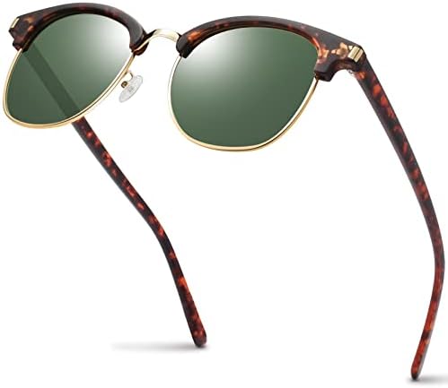 KANASTAL High Protection UV400 Semi Rimless Polarised Sunglasses for Women Men, Retro Classic Sunglasses with Half frame