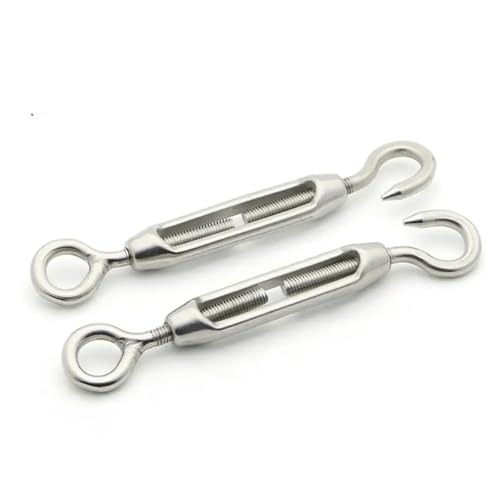 Tensor de cable Turn Buckle con ganchos y ojales, acero inoxidable 304, 1 pieza miniatura 1