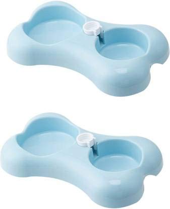 Pets Empire Dog Bowl Cat Bowl Pet Supplies Automatic Dog Drinker Double Bowl Pet Bowl -2 X 250 ML (Buy 1 Get 1 Free) (Blue)