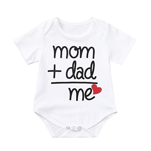 Preisvergleich Produktbild Tyoby Baby Jungen Liebevolle Eltern Strampler Bedruckter Sommer Kletterkleidung(Weiß,70)