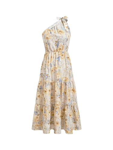 Image of CIDER Women's Maxi Floral Dresses One Shoulder Tie Long Dresses Trendy Flowy Summer Outfits