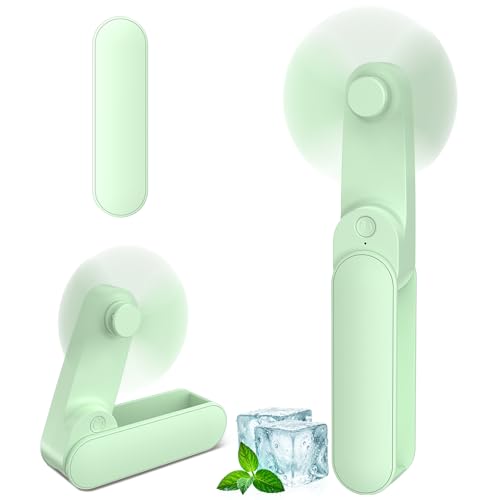 Ajgvq Ventilador de Mano Mini, 3 Niveles y 9 horas, Ventilador USB con Batería Recargable, Silencioso y Potente, Ventilador de Mesa plegable, Ventilador Portátil para Viajes, Oficina, Hogar, Exterior