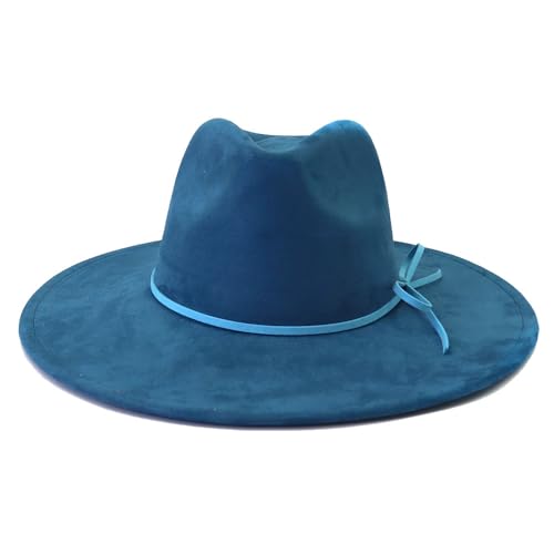 Image of Fedora Hats for Women Man with Big Wide Brim Classic Suede Panama Hat Western Outdoor hat