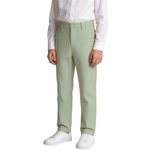 Image of Boys' Linen Pants Lightweight Flat Front Dress Pants Kids School Uniform