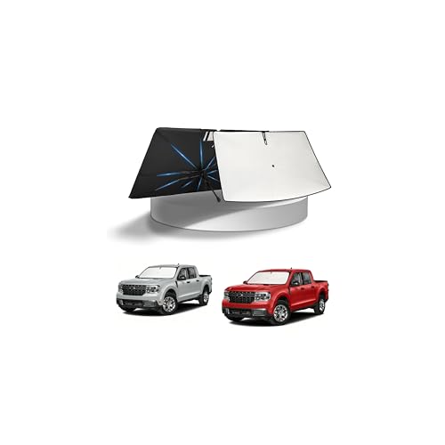 Image of KUST Sun Shade Umbrella for Ford Maverick 2022-2026 | Custom Fit Windshield Sunshade | Foldable Sunshade with Bendable Handle | Blocks Heat & UV Rays Keep Car Cool Sunshield